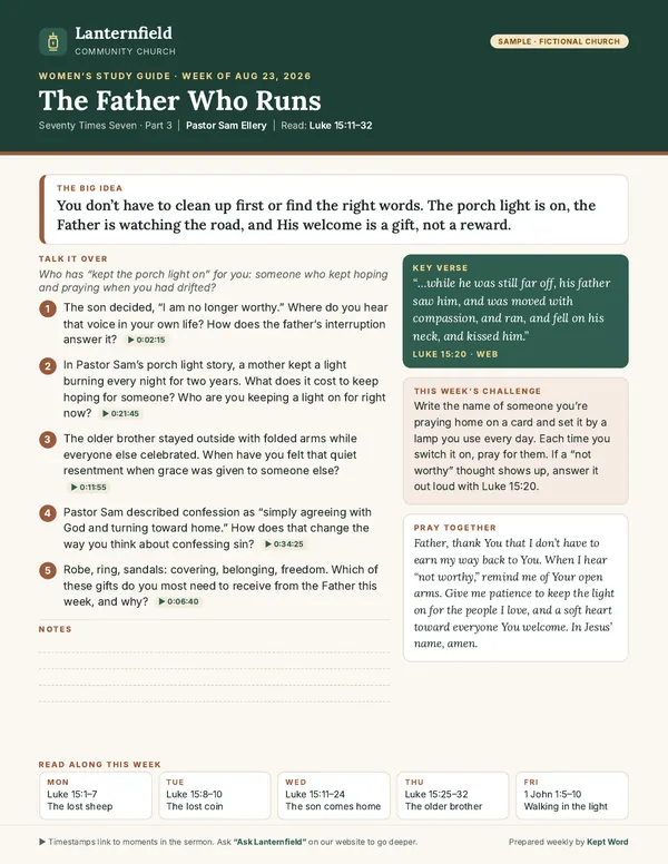 Women's study guide for The Father Who Runs, Luke 15:11-32